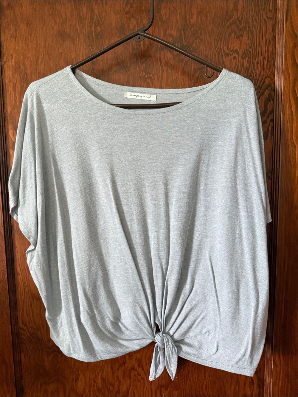Do everything in love Light Gray Tie-Front Women's Top